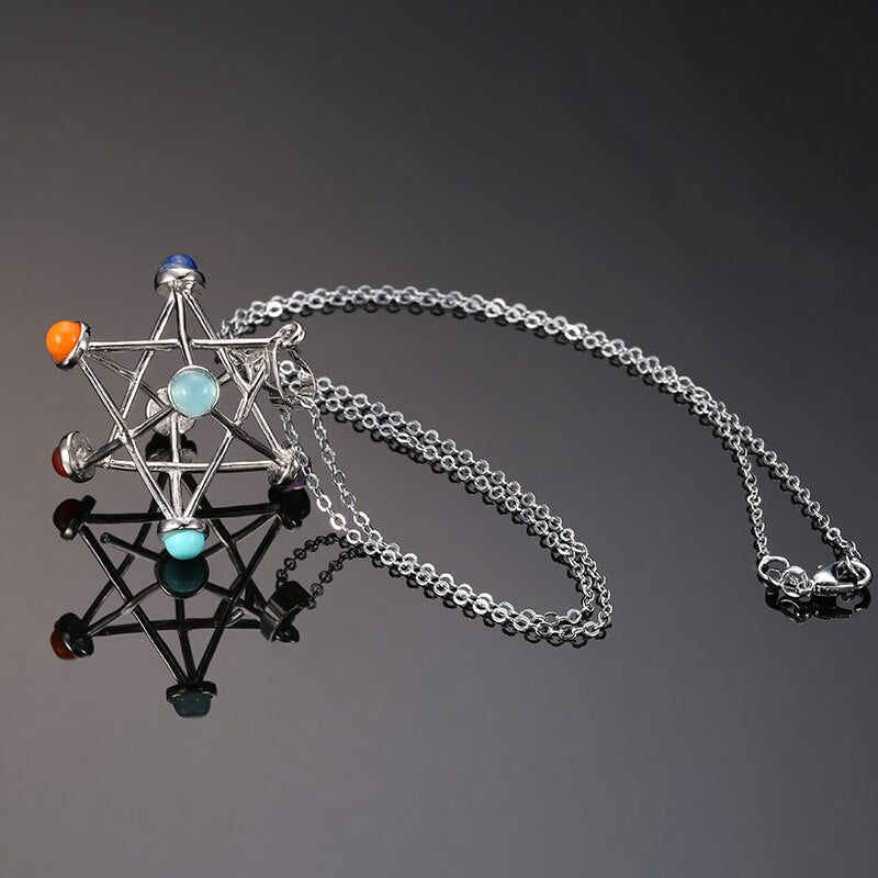 Natural stones Merkaba Star pendulum for dowsing reiki chakra healing quartz crystal pendant Necklace sacred geometry pendulum freeshipping - Mandala Bloom