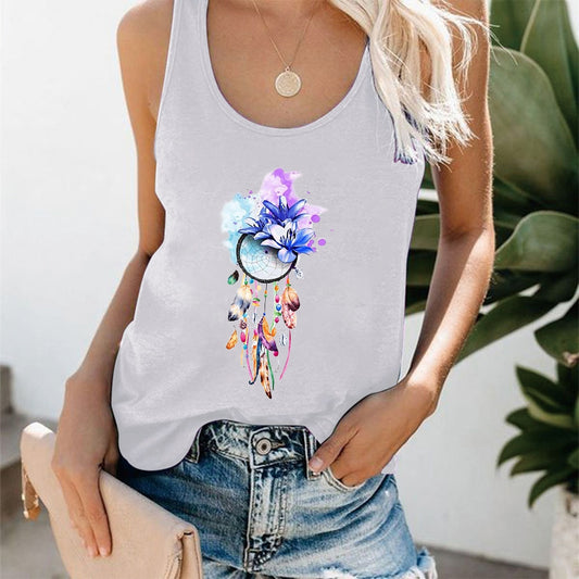 Vintage Flowers Print Women Tank
