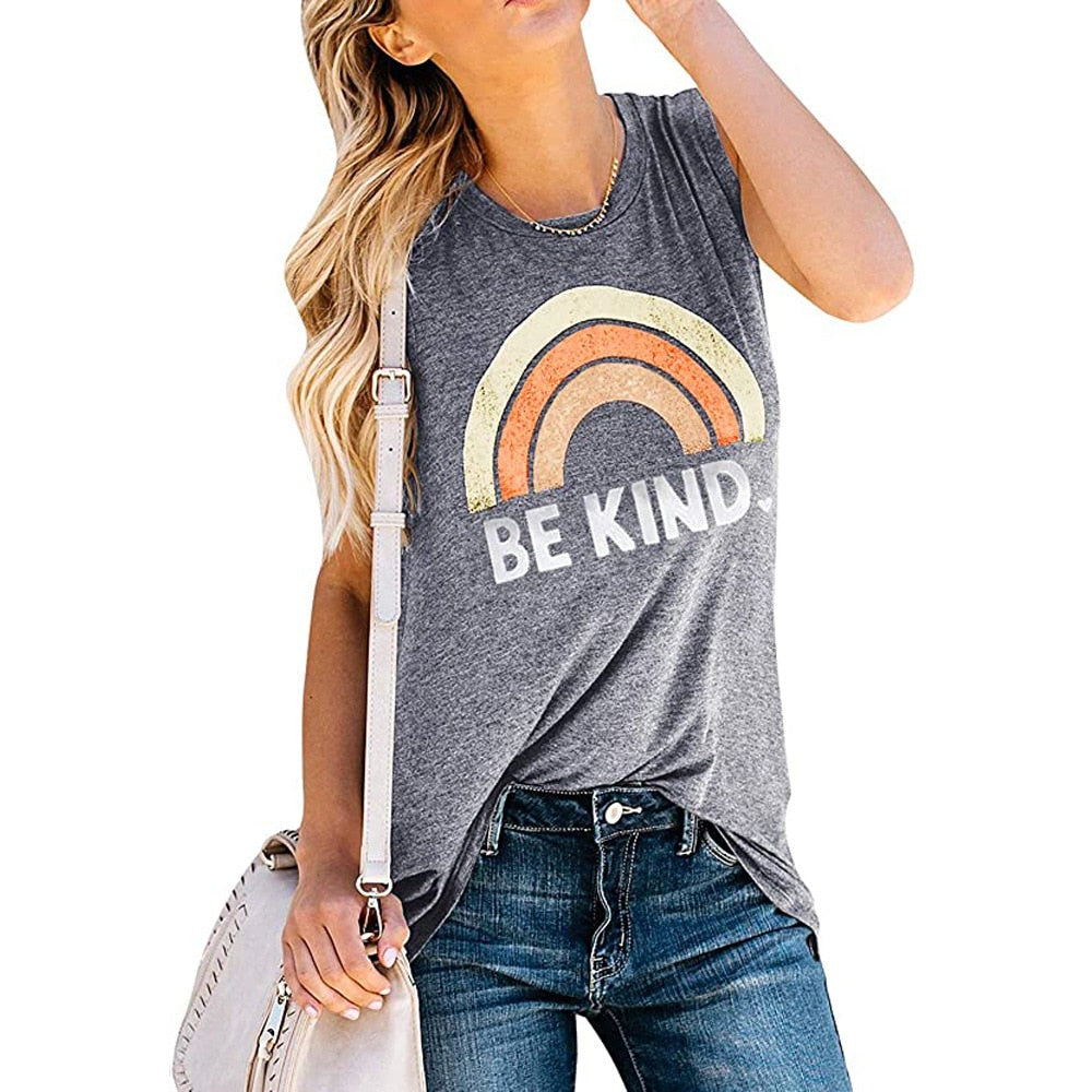 Rainbow BE KIND Print Tank