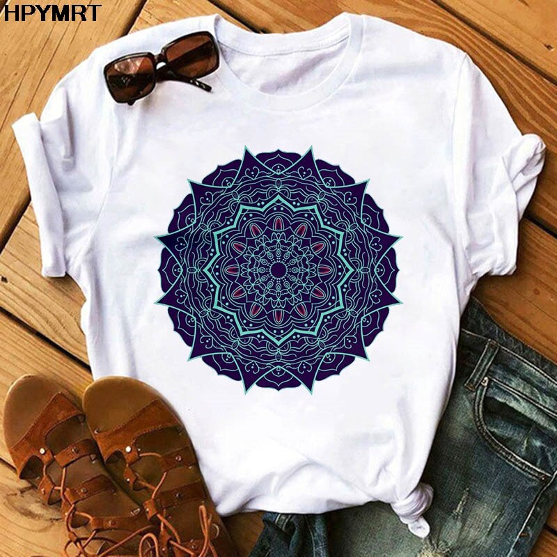 Mandala Print Short Sleeve T-Shirt freeshipping - Mandala Bloom