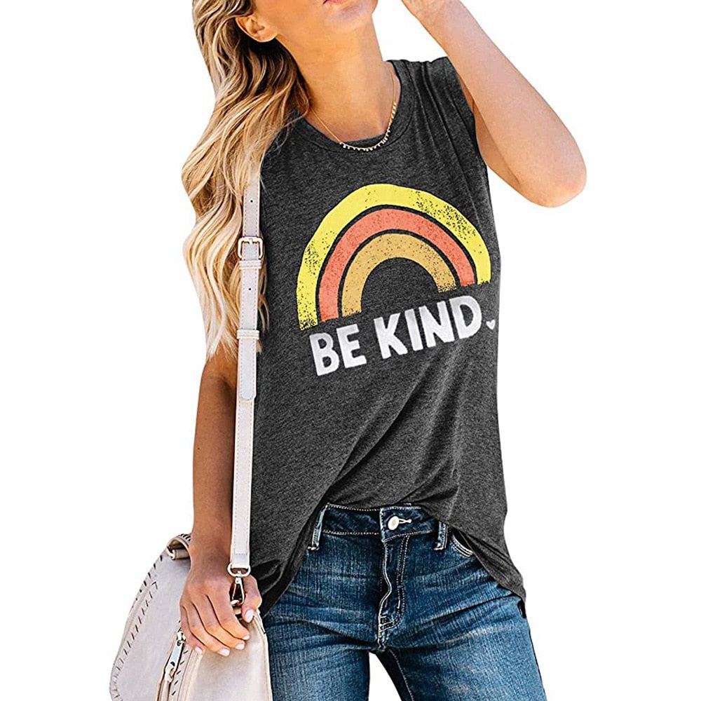 Rainbow BE KIND Print Tank