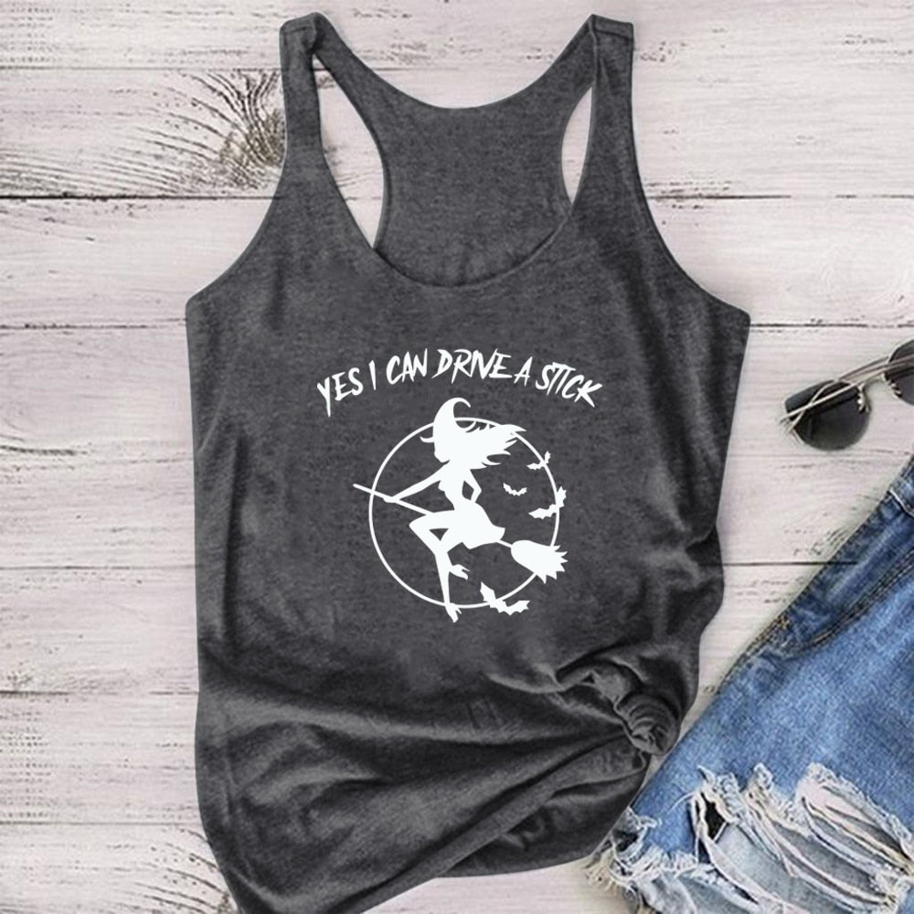 Yes I Can Drive A Stick witch print tank