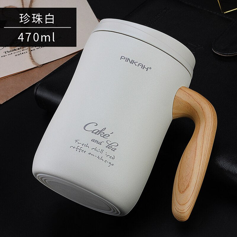 470ML Vacuum Coffee Cup With Handle Insulation Mug Office Leakproof Tea Cup With Lid Household Milk Thermos freeshipping - Mandala Bloom