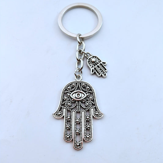 Eye Sliver Plated keyring Hamsa Fatima Hand Alloy Keychain