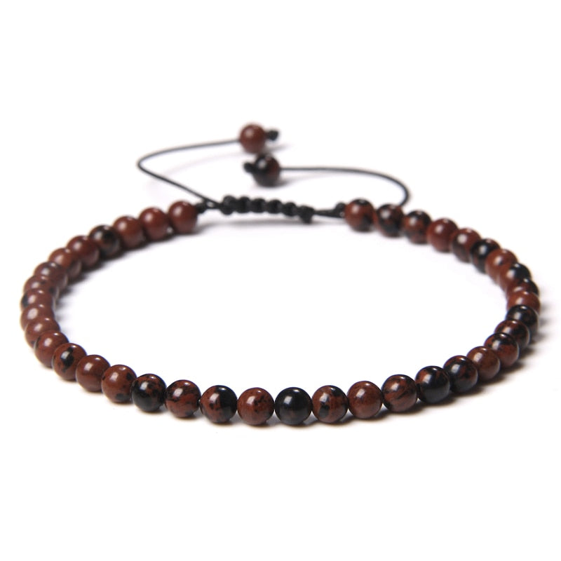 Adjustable 4MM Stone Beads Bracelet