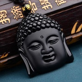 Obsidian Buddha Head Pendant